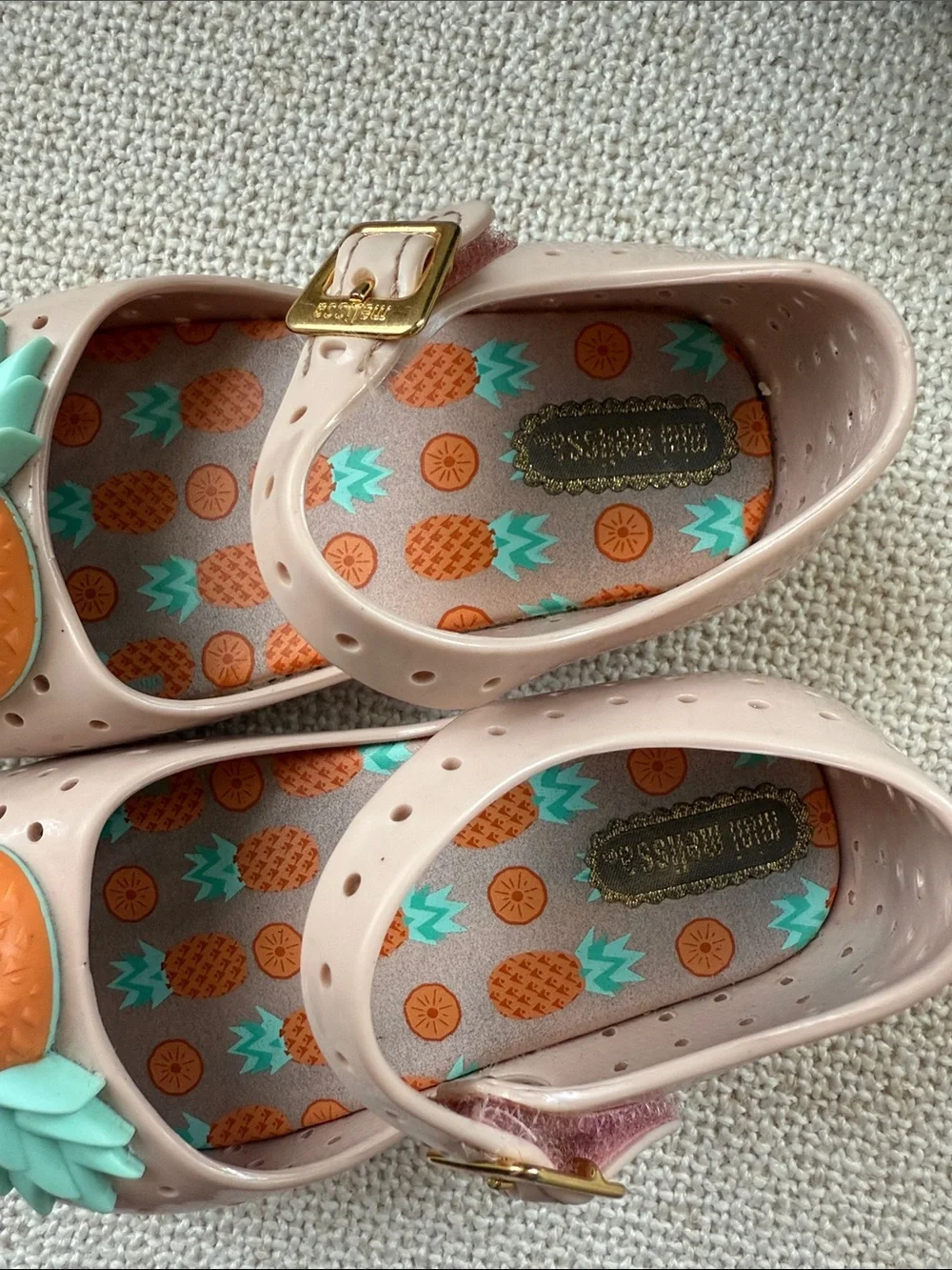 Mini Melissa Pink Pineapple Mary Janes toddler size 7